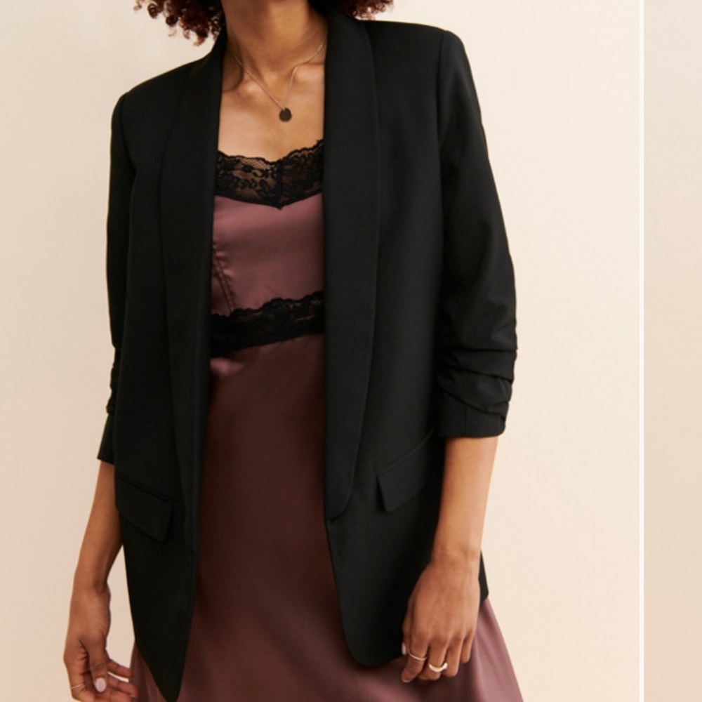 Ruched Black Blazer
